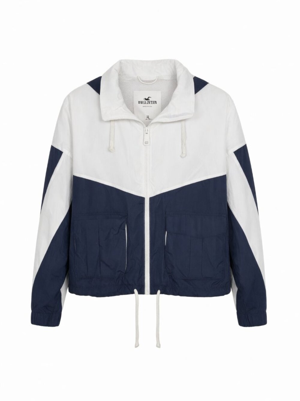 Hollister White Navy Colorblock Windbreaker Jacket M